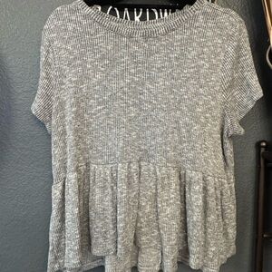 SO Gray Peplum Ribbed Blouse